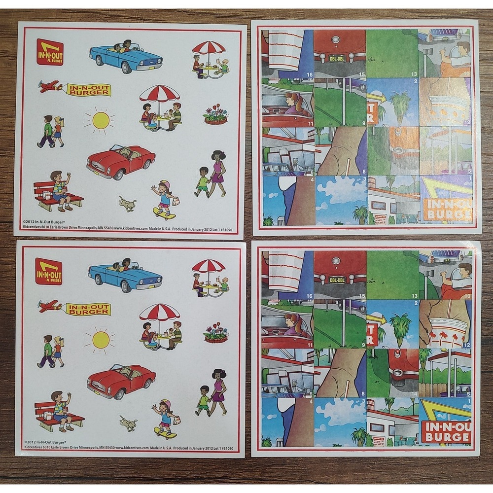 IN-N-OUT BURGER STICKERS SET OF TWO 13 STICKERS EACH SHEET S215